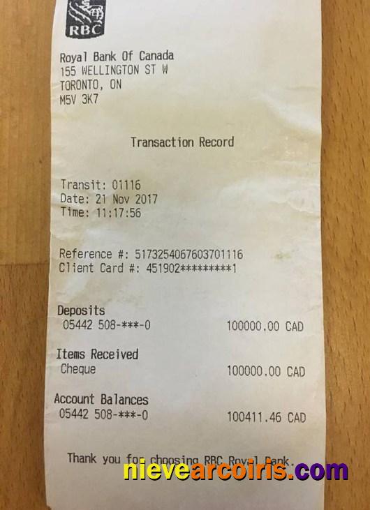 Canada RBC bank check